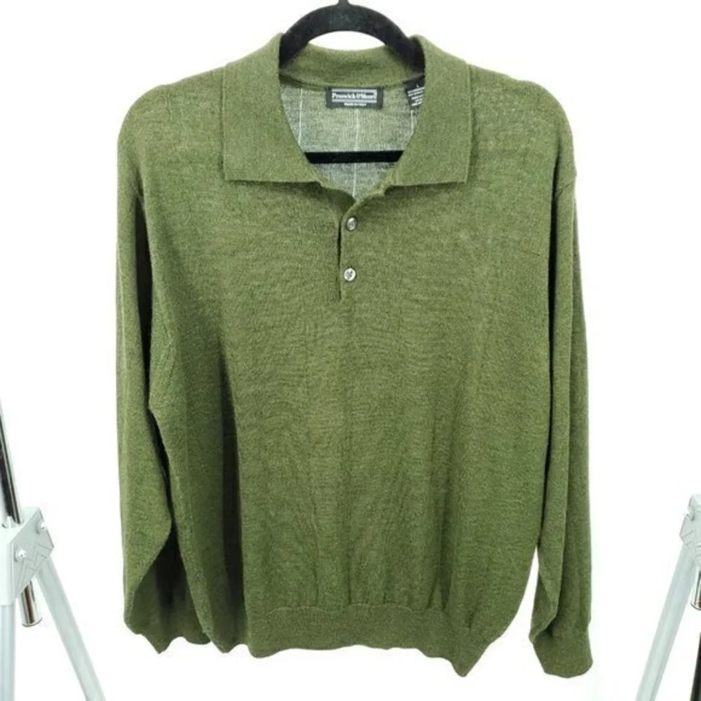 Men's Preswick Wool-Blend Polo Neck Sweater L Olive Green/Women's XL